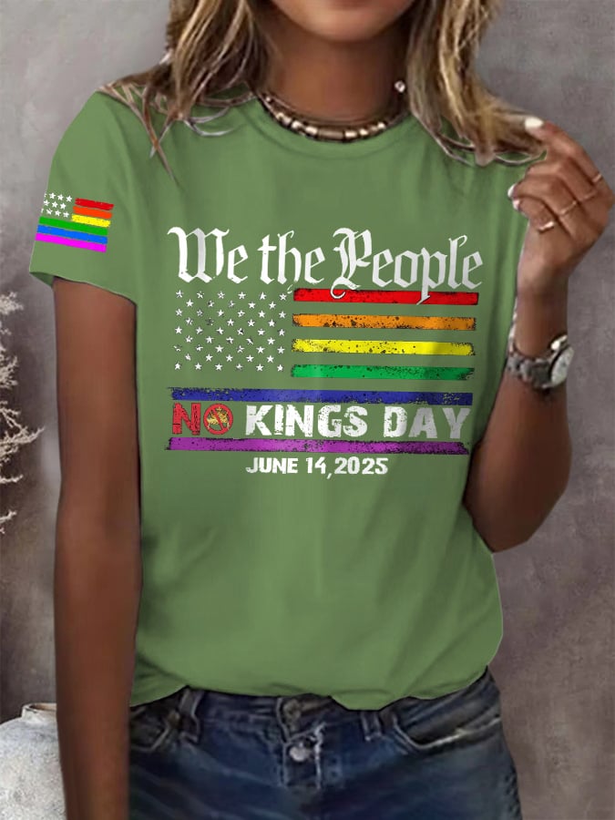 Retro We The People No Kings Day June 14, 2025 Print T-Shirt