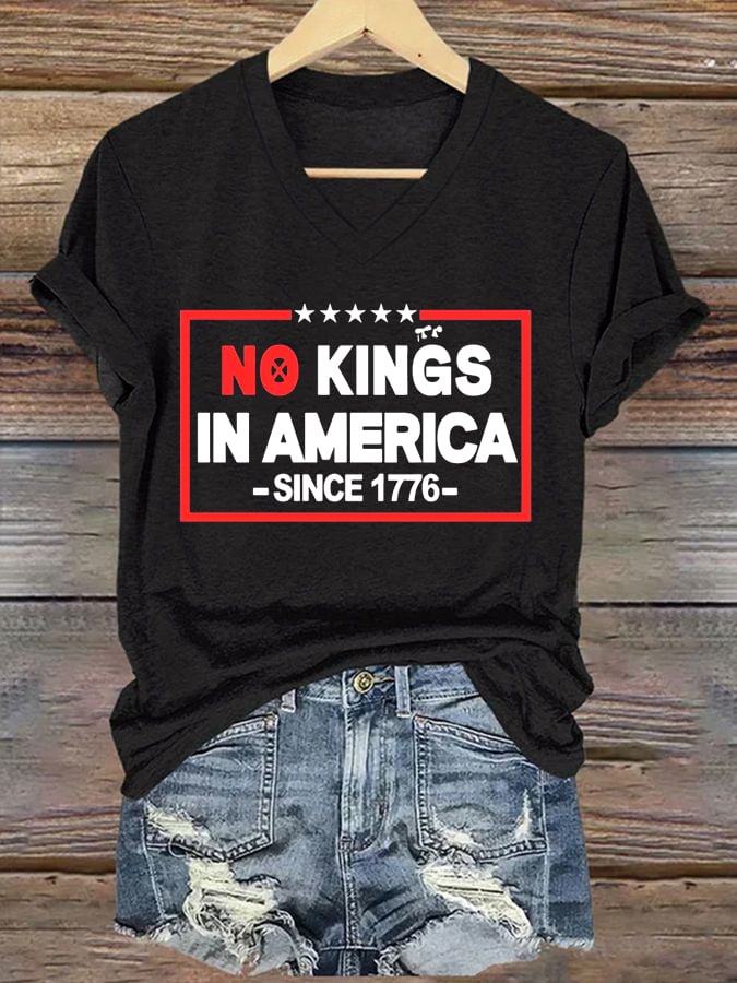 Women's No Kings In America Printed Casual T-Shirt