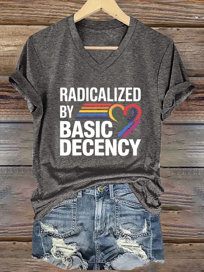 Women's FDT “RADICALIZED BY BASIC DECENCY” Print Casual T-Shirt