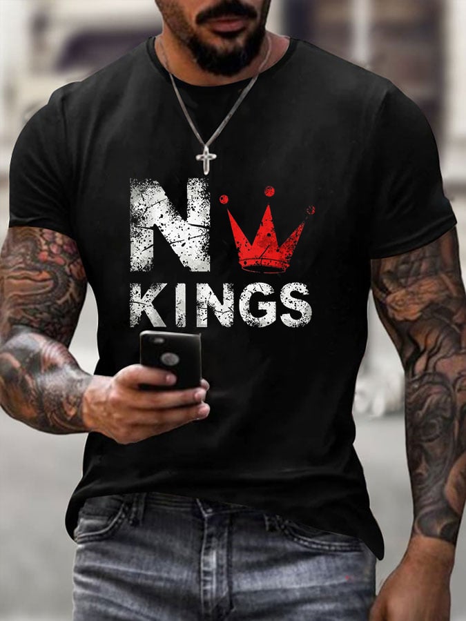 Men's FDT NO KINGS printed casual T-shirt