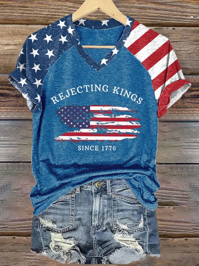 Women's Rejecting Kings Since 1776 Printed Casual T-Shirt