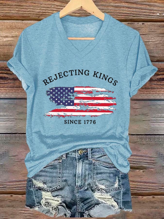 Women's Rejecting Kings Since 1776 Printed Casual T-Shirt
