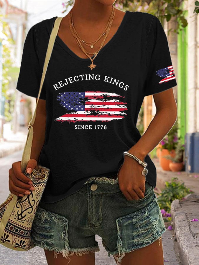 Women's Rejecting Kings Since 1776 Print Short Sleeve T-Shirt