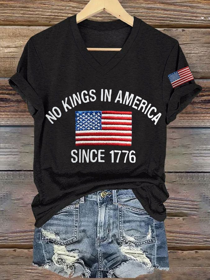Women's No King In America V-neck T-shirt
