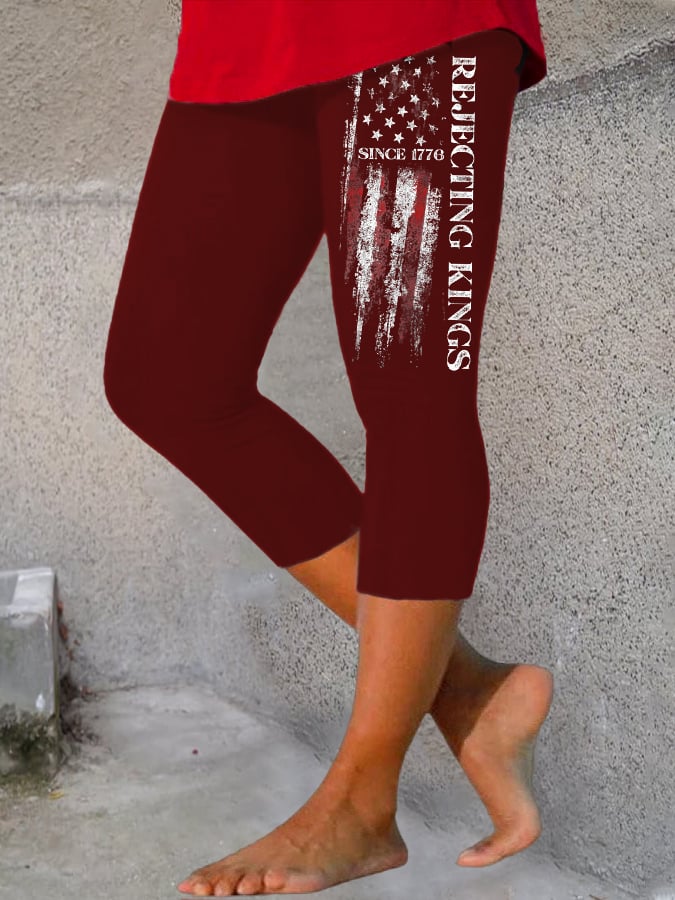 Women's Rejecting Kings Since 1776 Printed Casual Leggings