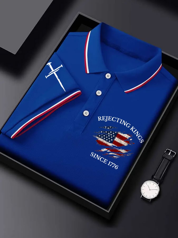 Men's “Rejecting Kings Since 1776” Print Casual Polo