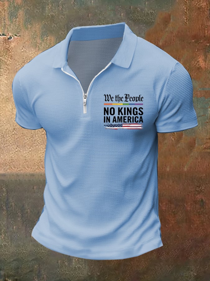 Men's Fashion Casual American Kingless Print Waffle Polo