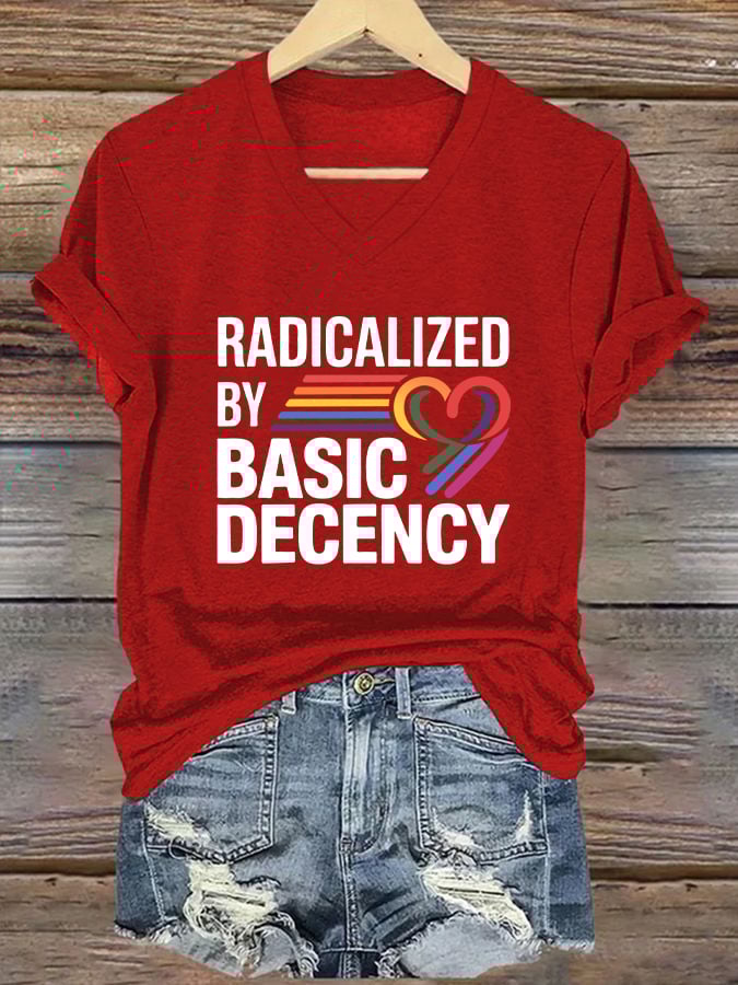 Women's FDT “RADICALIZED BY BASIC DECENCY” Print Casual T-Shirt