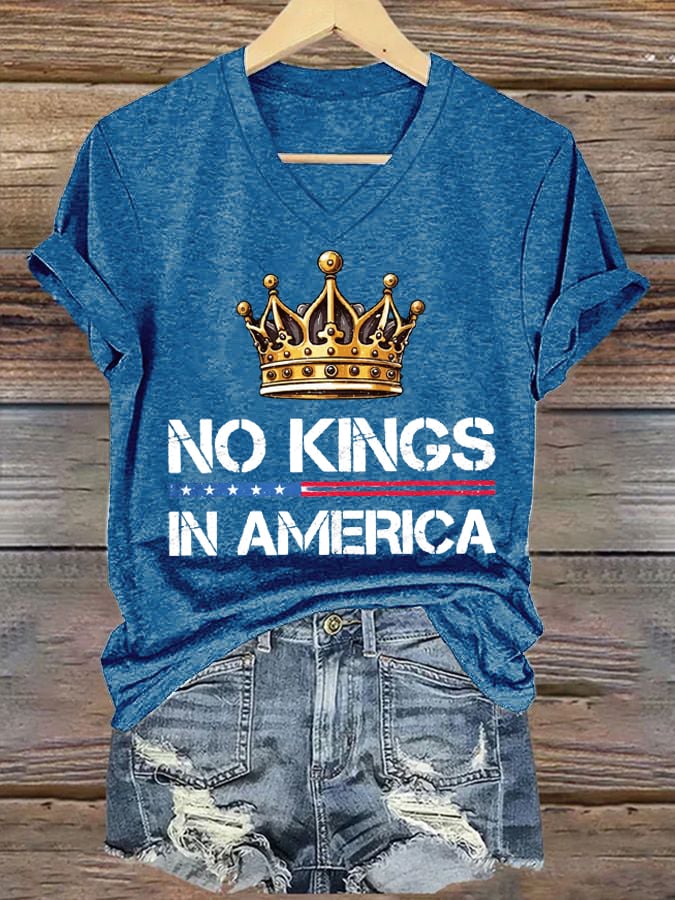 Women's No Kings In America Printed Casual T-Shirt
