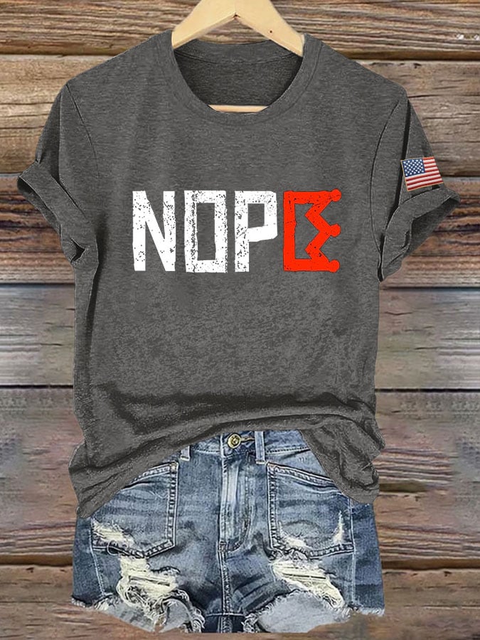 Women's Retro No Kings Nope Protest Print Short Sleeve T-Shirt