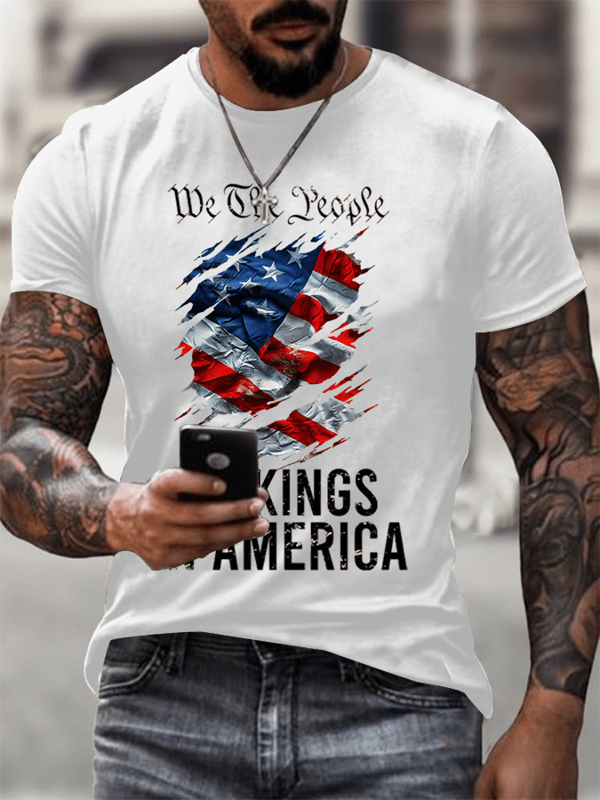 Men's Rejecting Kings Since 1776 Printed Casual T-Shirt