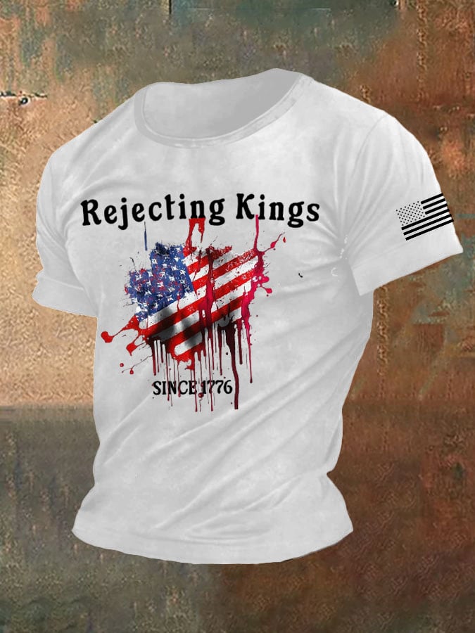 Men's Rejecting Kings Since 1776 Printed Casual T-Shirt