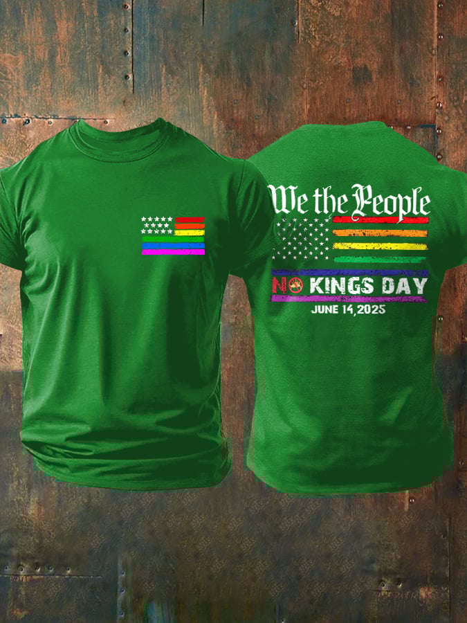 Retro Man's We The People No Kings Day June 14, 2025 Print T-Shirt