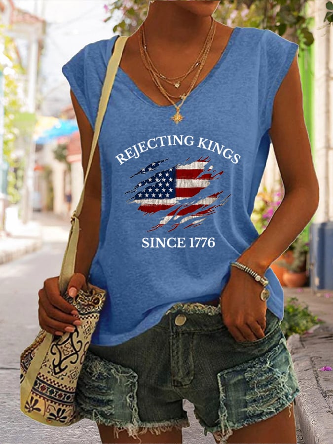 Women's “Rejection of the King since 1776” Printed Casual Tank Top