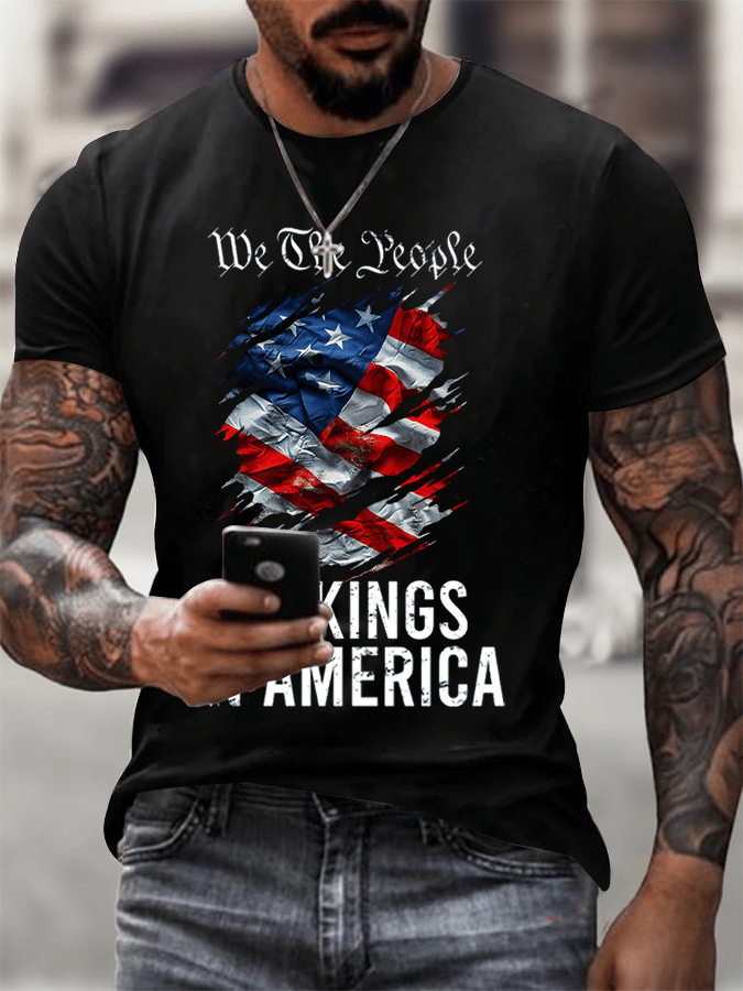 Men's Rejecting Kings Since 1776 Printed Casual T-Shirt