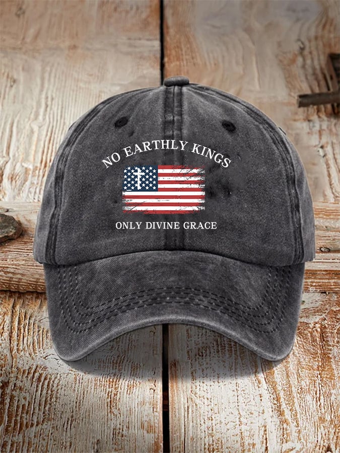 Unisex No Earthly Kings Only Divine Grace Print Baseball Cap