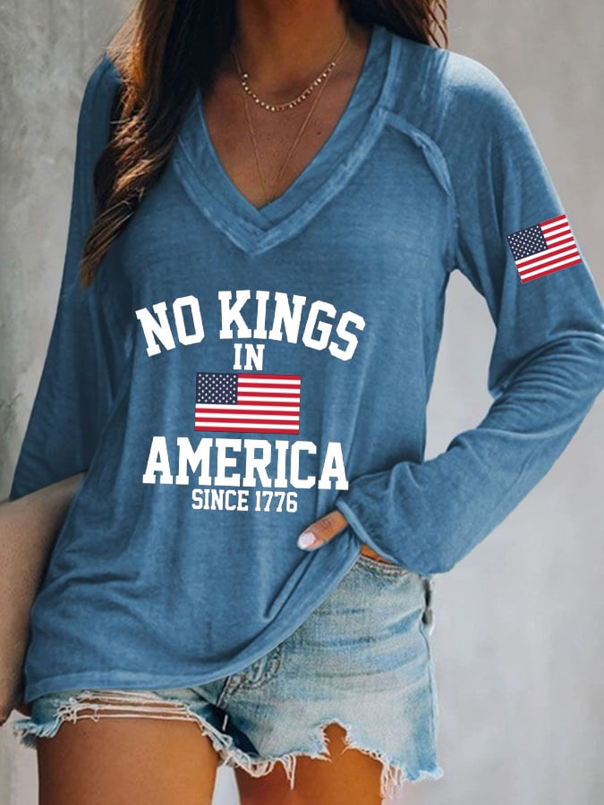 Women's  No King in America Print Casual T-shirt