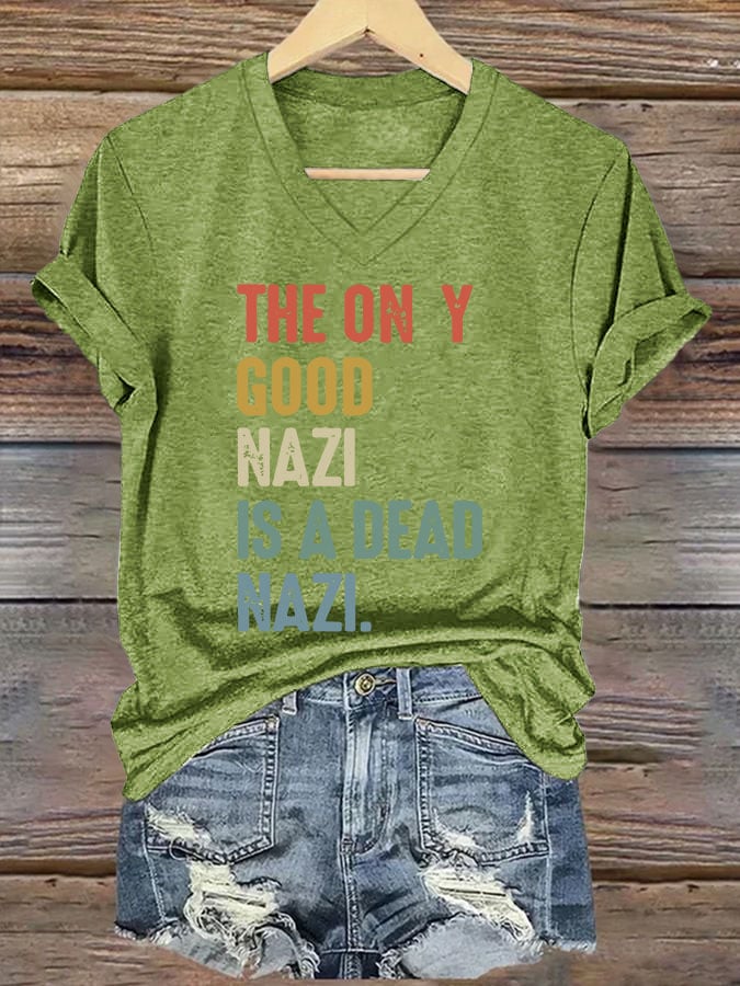 Women's Casual Fashion Today Is A Good Day To Fight The Nazis Printed T-Shirt