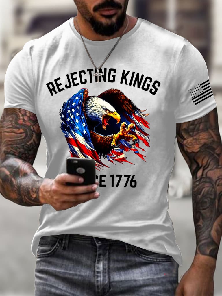 Men's Rejecting Kings Since 1776 Printed Casual T-Shirt