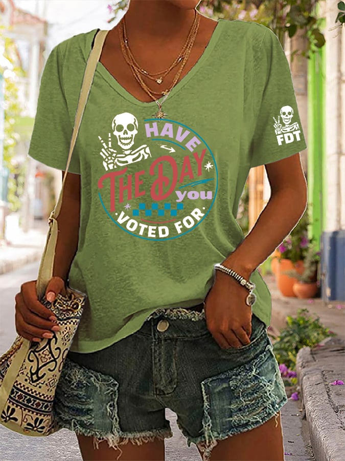 Women's Fashion Casual Own Your Vote FDT Printed T-shirt