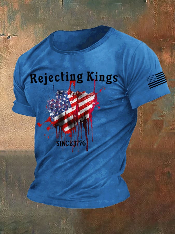 Men's Rejecting Kings Since 1776 Printed Casual T-Shirt