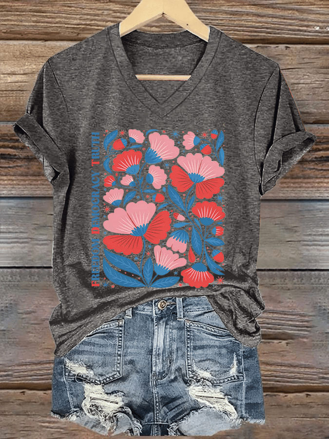 Women's Fashion Casual FDT Floral Protest Print T-Shirt