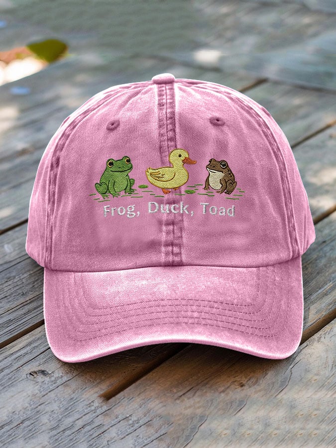 Unisex washed cotton FDT animal embroidered hat