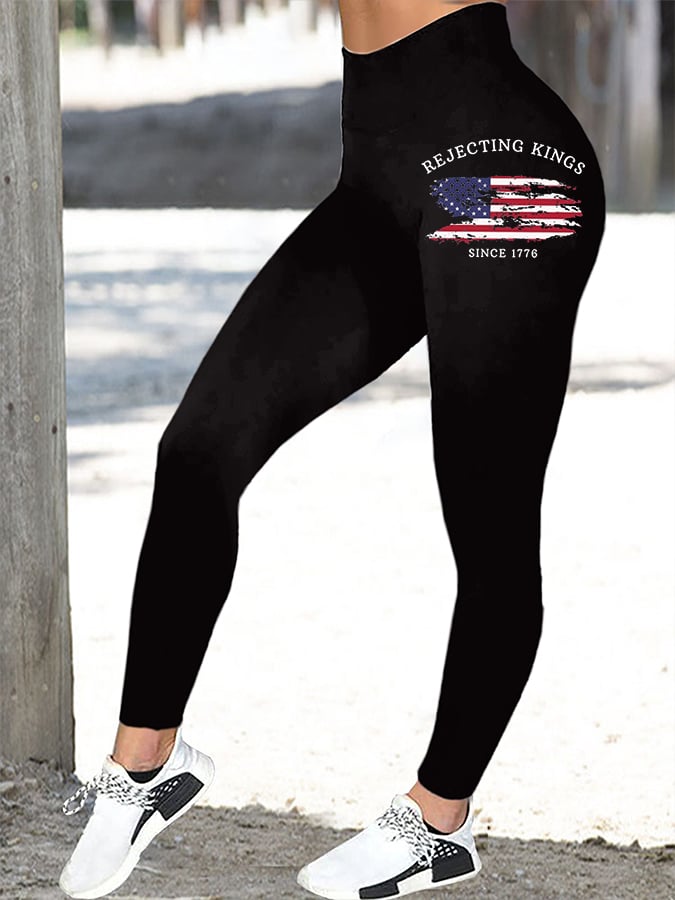 Women's Rejecting Kings Since 1776 Print Casual Athletic Leggings