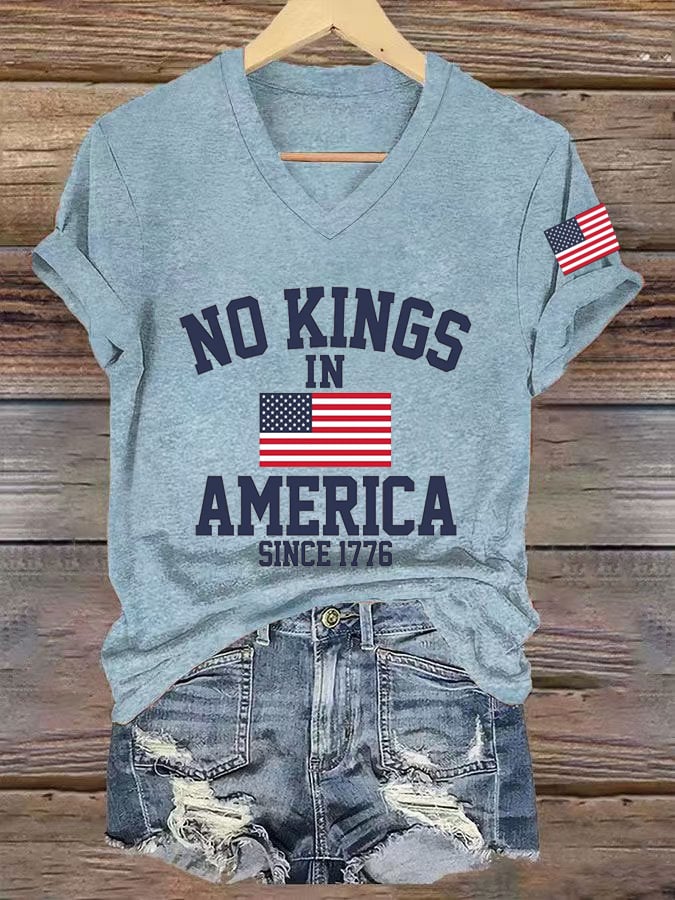 Women's No Kings In America Printed Casual T-Shirt