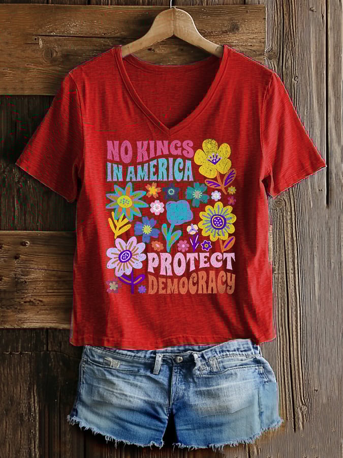 Women's No Kings In America Printed Casual T-Shirt