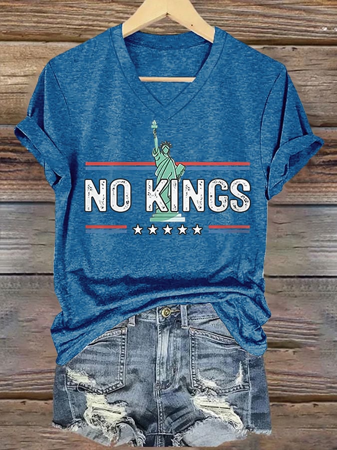 Women's No Kings Print Casual T-Shirt