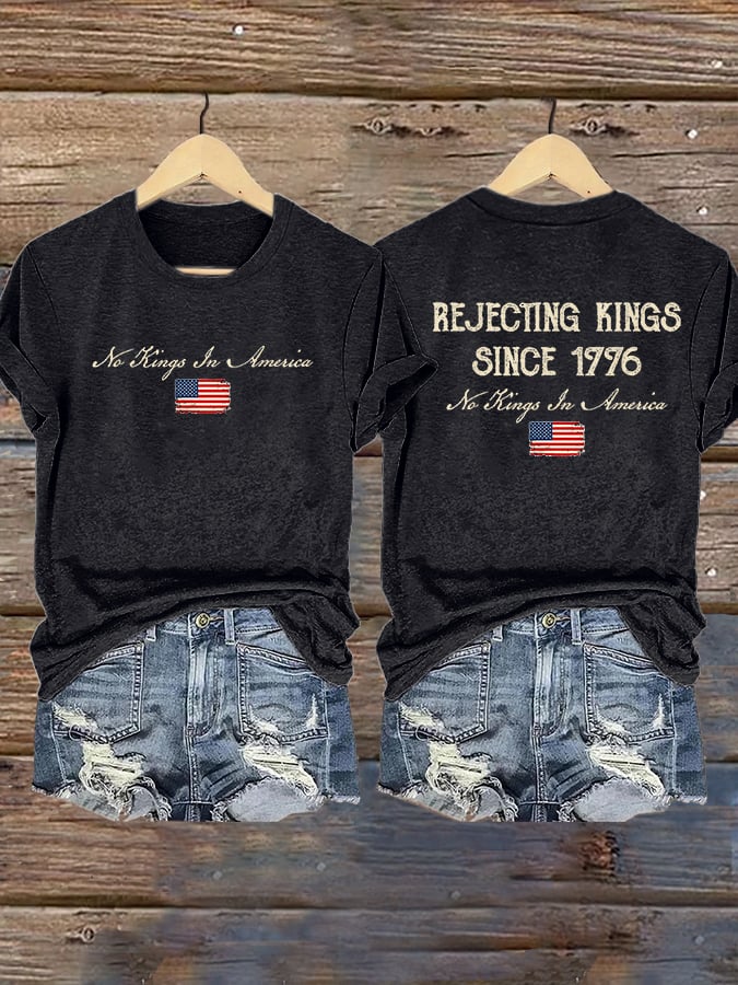 Women's FDT REJECTING KINGS SINCE 1776 Printed Casual T-shirt