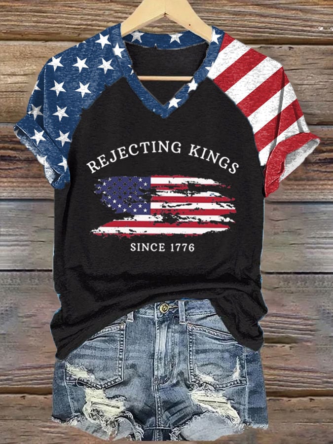 Women's Rejecting Kings Since 1776 Printed Casual T-Shirt