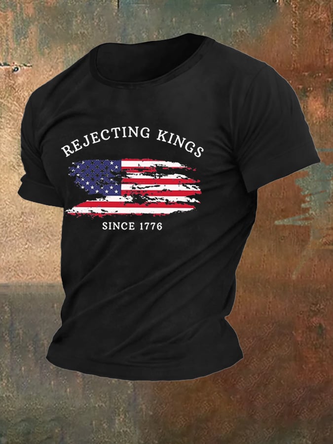 Men's Rejecting Kings Since 1776 Printed Casual T-Shirt