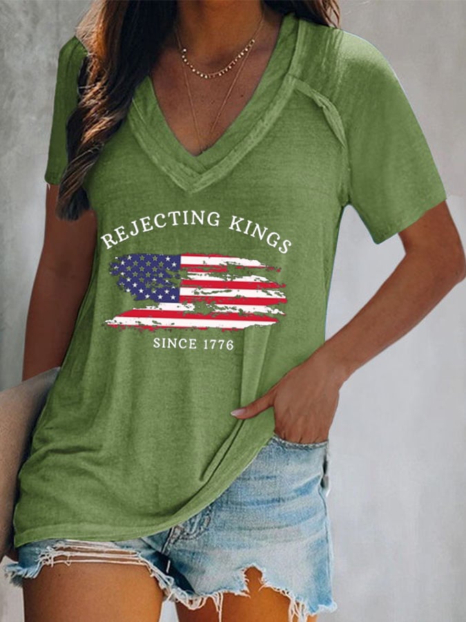 Women's Rejecting Kings Since 1776 Printed Casual T-Shirt
