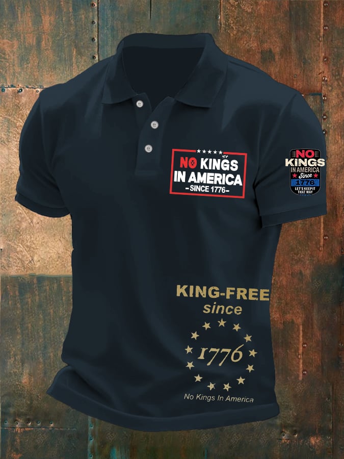Men'S No Kings In America Print Polo Shirt