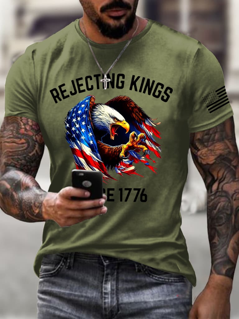 Men's Rejecting Kings Since 1776 Printed Casual T-Shirt
