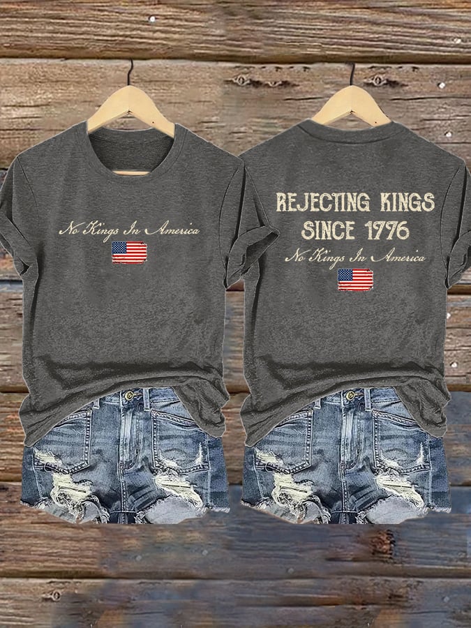 Women's FDT REJECTING KINGS SINCE 1776 Printed Casual T-shirt