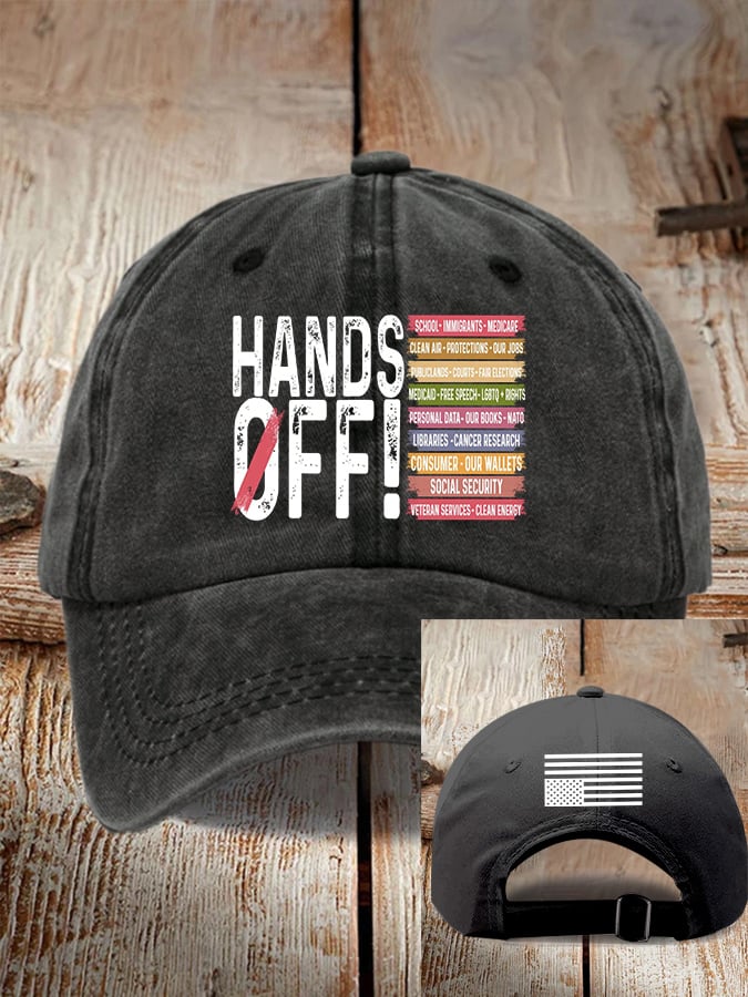 Unisex Retro Hands Off Protest Printed Baseball Cap