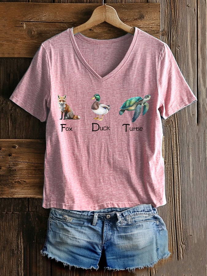 Women's Casual Fashion Animal Fdt Print T-Shirt