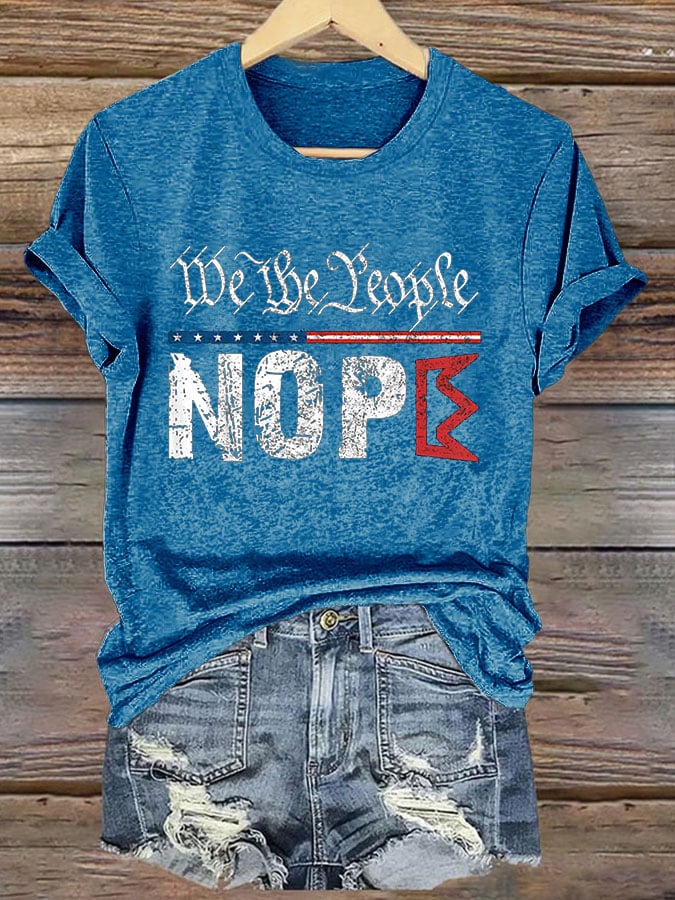 Women's Retro No Kings Nope Protest We The People Print Short Sleeve T-Shirt
