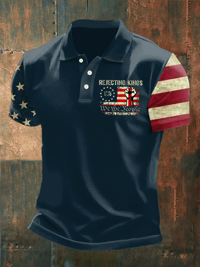 Men's Rejecting Kings Print Casual Polo Shirt