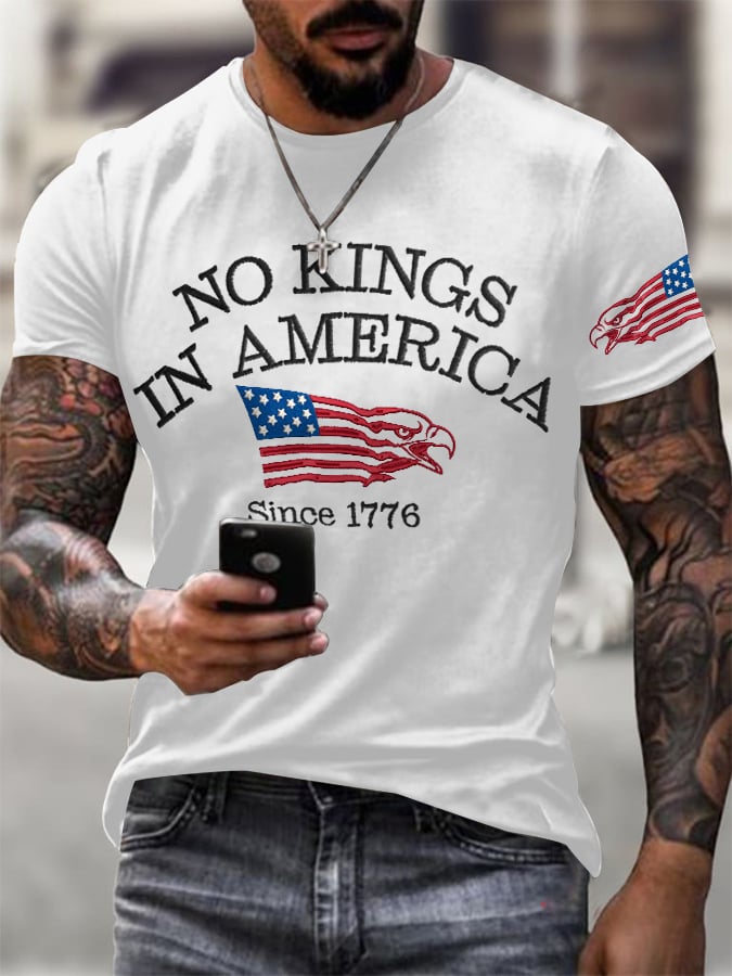 Men's Retro No Kings In America Since 1776 Print T-Shirt