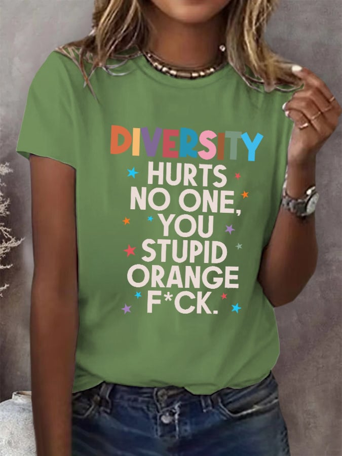 Women's Casual Diversity No One Got Hurt You Orange Bastard Print T-Shirt